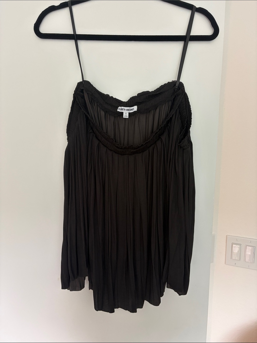 Elizabeth and James Off-Shoulder Black Peasant Blouse - Women's Top